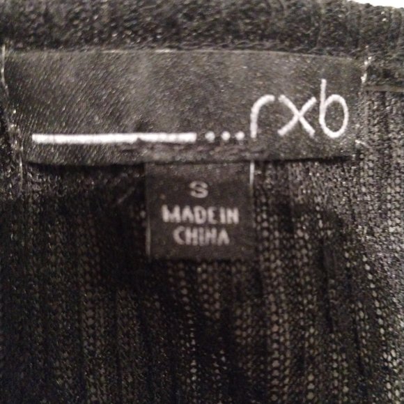 SMALL Black Pullover Sweater with Scoop Neck and Lacy Front - Picture 2 of 4